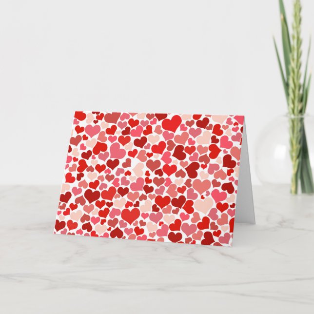 Tarjeta Patrón De Corazones, Corazones Rojos, Amor (Anverso)