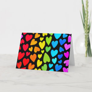 Tarjeta Patrón de Corazones de Acuarela con Colores del Ar