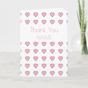 Tarjeta Patrón de corazones rosados Art Deco Gracias