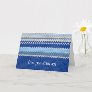 Tarjeta Patrón de crochet - franjas azules