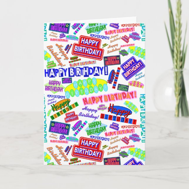 Tarjeta Patrón de cumpleaños feliz de Guay Fun Dynamic Ret (Anverso)