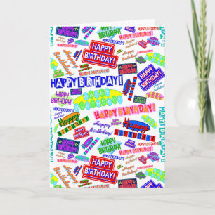 Tarjeta Patrón de cumpleaños feliz de Guay Fun Dynamic Ret