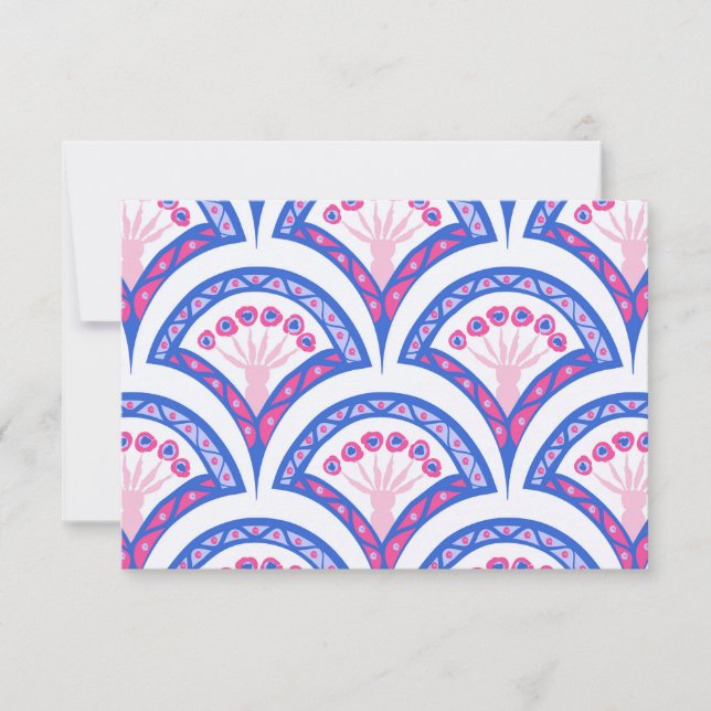 Tarjeta patrón de damasco floral azul (Anverso)