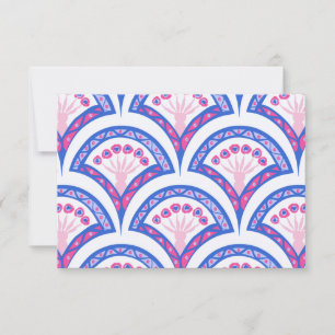 Tarjeta patrón de damasco floral azul