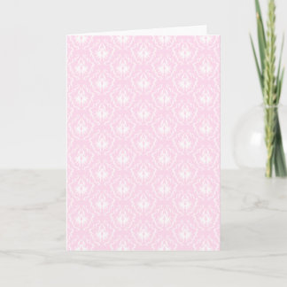 Tarjeta Patrón de damasco rosa pálido con blanco.