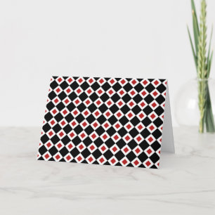 Tarjeta Patrón de diamante negro, blanco y rojo