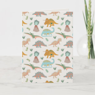Tarjeta Patrón de dinosaurios boho dibujado a mano para ni