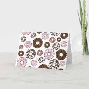 Tarjeta Patrón De Donuts, Donuts Rosados, Donuts Marrones