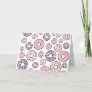 Tarjeta Patrón De Donuts, Donuts Rosados, Donuts Morados