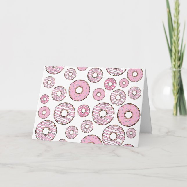 Tarjeta Patrón De Donuts, Donuts Rosados, Espolvorines (Anverso)