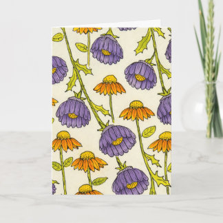 Tarjeta Patrón de Equinácea Purpúrea en Blanco