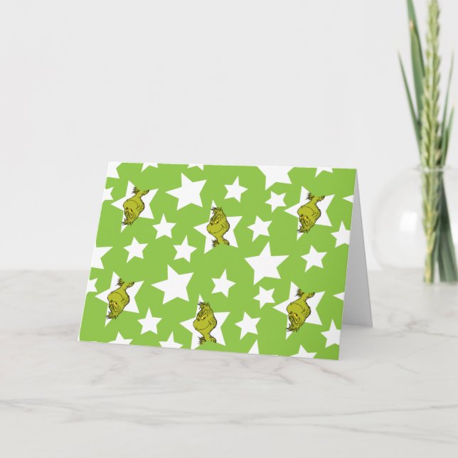 Tarjeta Patrón de estrella que asoma el Grinch (Anverso)