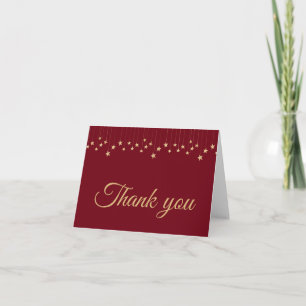 Tarjeta Patrón de estrellas de oro rojas gracias