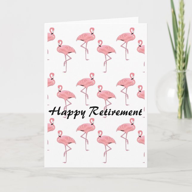 Tarjeta Patrón de flamenco rosa de feliz jubilación (Anverso)