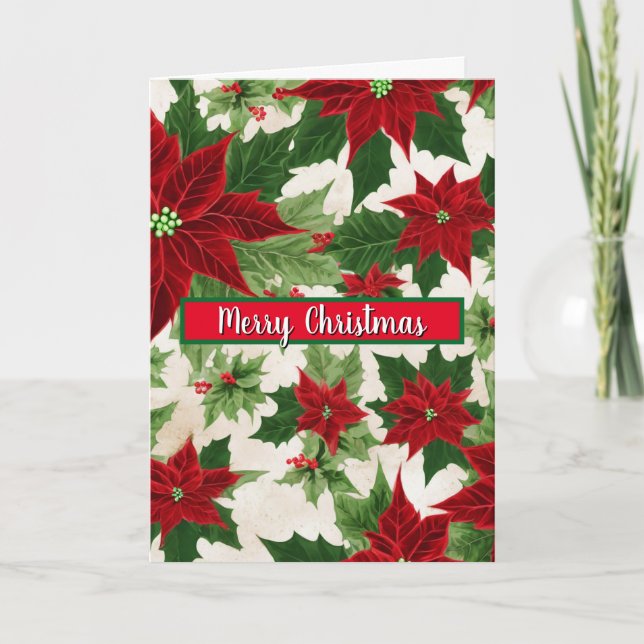 Tarjeta Patrón de flor de Poinsettia (Anverso)