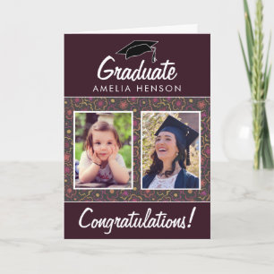 Tarjeta Patrón de flores Felicitaciones Graduado  2 Foto