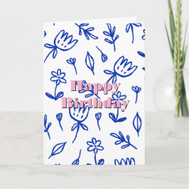 Tarjeta Patrón de flores, Feliz Cumpleaños