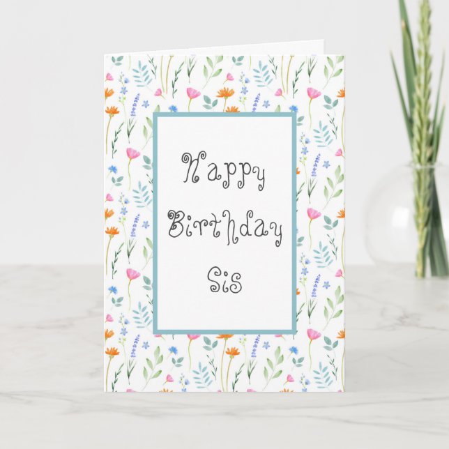 Tarjeta Patrón de flores silvestres de acuarela mixta (Anverso)