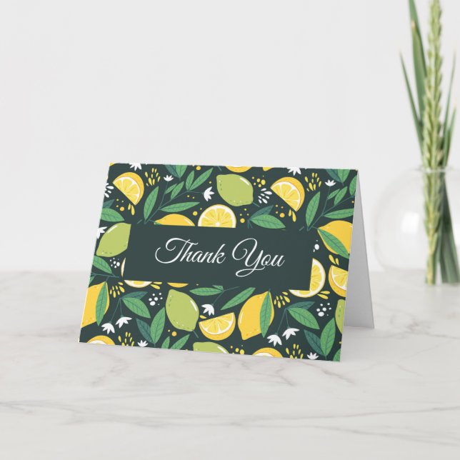 Tarjeta Patrón de frutas de limón y lima Gracias (Anverso)