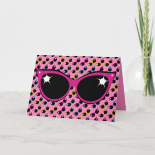 Tarjeta Patrón de gafas de sol de gato retro con rosa