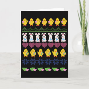 Tarjeta Patrón de ganchillo de Pascua Pollo Conejo Huevo
