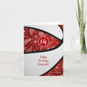 Tarjeta patrón de garabatos rojo blanco baloncesto cualqui