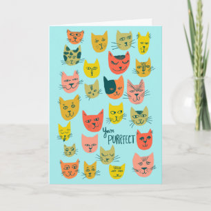 Tarjeta Patrón de gato colorido lindo HAPPY VALENTINES PER