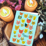 Tarjeta Patrón de gato colorido lindo PERSONALIZADO de CUM<br><div class="desc">¡La mano te hizo la tarjeta! Personalizar con su propio texto en la parte delantera y dentro de la tarjeta. Revisa mi tienda por muchos más colores y diseños!</div>