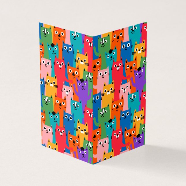 Tarjeta Patrón de gatos coloridos (Exterior)