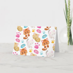 Tarjeta Patrón de gatos, gatos, gatitos, gatitos, patas