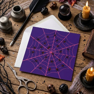 Tarjeta Patrón de Halloween de arte de telaraña de viuda n