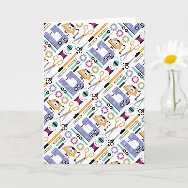 Tarjeta Patrón de herramientas y suministros de costura mo (Planta pequeña)