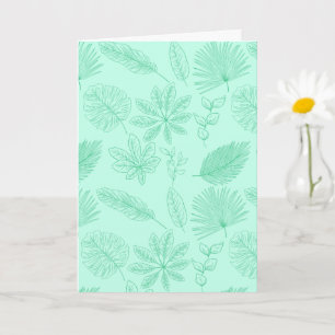 Tarjeta Patrón de Hojas Azul Menta