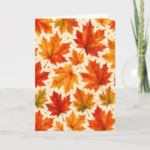 Tarjeta Patrón de hojas de arce de otoño Hoja roja naran