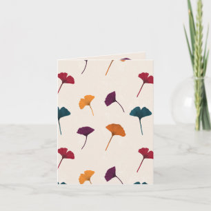 Tarjeta Patrón de hojas de Ginkgo Color de agua Caída Colo