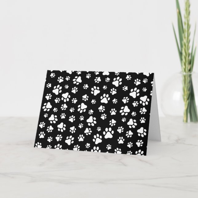 Tarjeta Patrón de hojas, pinturas, negro y blanco (Anverso)