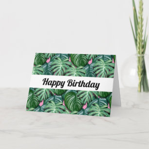 Tarjeta Patrón de hojas tropicales - Cumpleaños de follaje