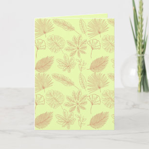Tarjeta Patrón de hojas verdes pastel y beige