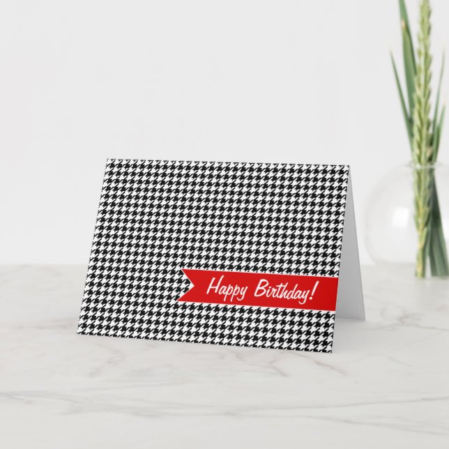 Tarjeta Patrón de Houndstoth - Blanco y negro (Anverso)