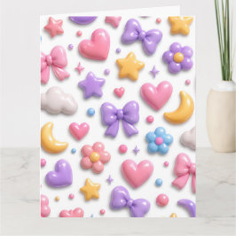 Tarjeta Patrón de iconos pastel de dulces lindos