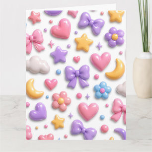 Tarjeta Patrón de iconos pastel de dulces lindos