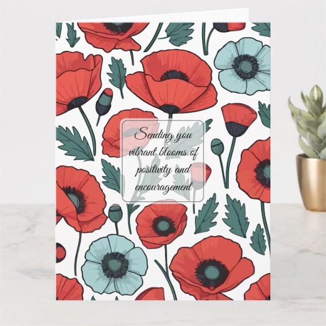 Tarjeta Patrón de Ilustracion de las flores de adormidera  (Planta pequeña)