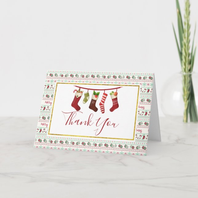 Tarjeta Patrón de Jersey Feo de Navidad Gracias (Anverso)