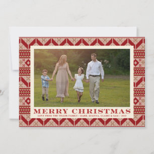 Tarjeta Patrón de Jersey Tejido Fair Isle Navidad