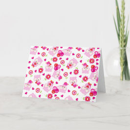 Tarjeta Patrón De Lechuzas, Lechuzas Cutas, Lechuzas Rosad