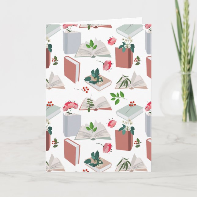 Tarjeta Patrón de lectura de libros botánicos y biblioteca (Anverso)