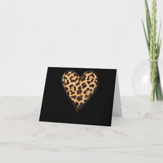 Tarjeta Patrón de leopardo de San Valentín de corazón lind (Anverso)