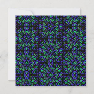 Tarjeta Patrón de línea abstracta en verde violeta y negro