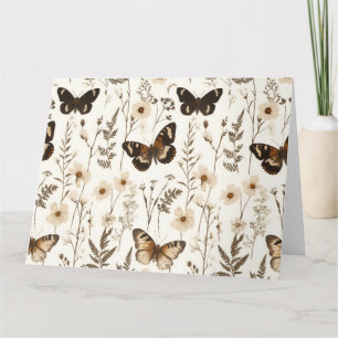 Tarjeta Patrón de mariposa y flor singulares