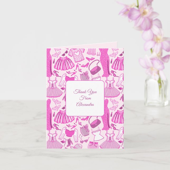 Tarjeta Patrón de moda rosa y rosado caliente de Barbiecor (Orquídea)